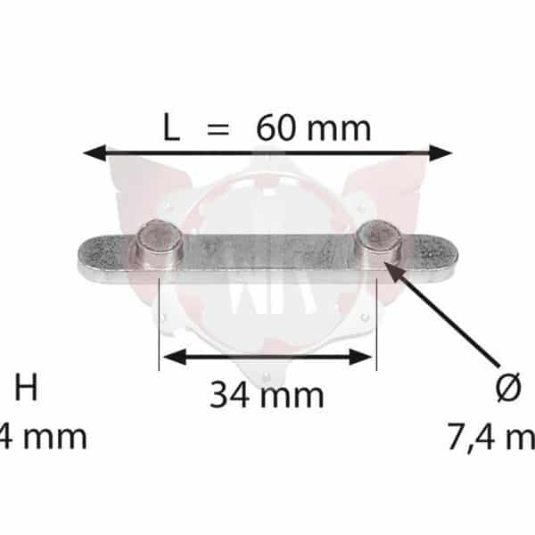 AXLE KEY WITH 2 PEGS (34MM SPACING) WILDKART
