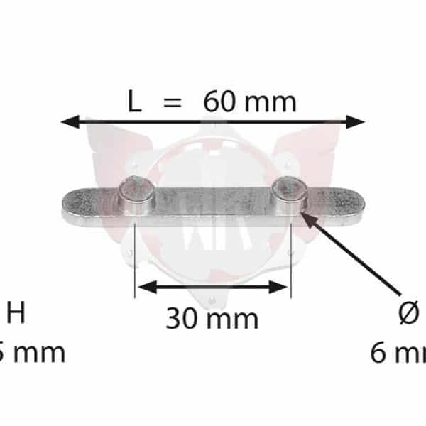 AXLE KEY WITH 2 PEGS (30MM SPACING)