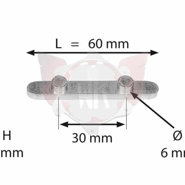 AXLE KEY WITH 2 PEGS (30MM SPACING)